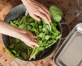 열무는 반으로 나누어 서로 반대 방향으로 놓아준 후, 2시간 정도 절여준다.