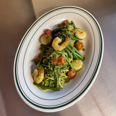 해물과 바질의 조화! 씨푸드바질페스토파스타 by 마마리다이닝